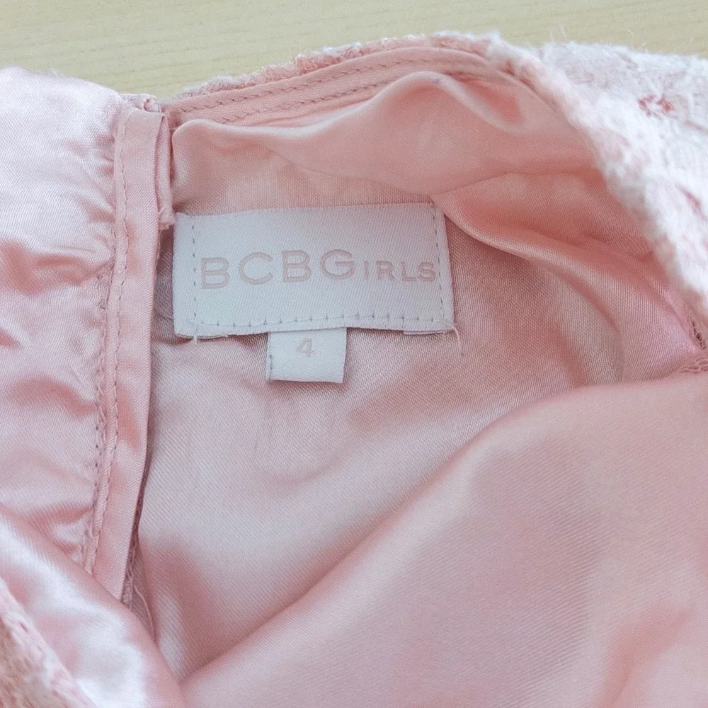 BCBGIRLS‎ Girls Lace Tulle Dress Size 4 Pink Tiered Princess Floral Tea Party